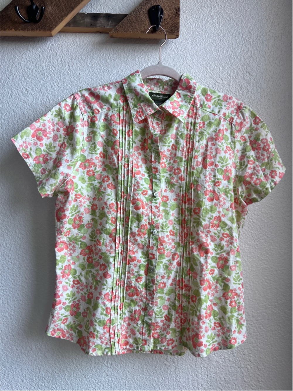 Y2K Eddie Bauer Linen Floral Blouse L
